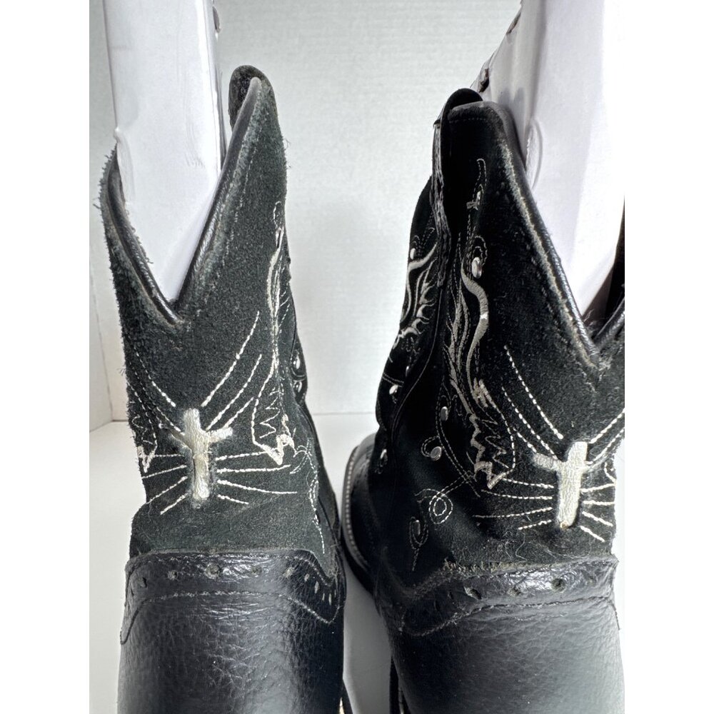 Justin Boots Black Gypsy Embroidered Square Toe Western L9977 Womens 8.5B - Picture 14 of 16